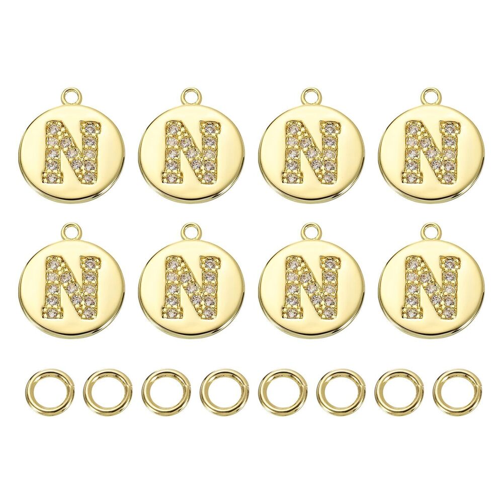 6693 8 Pcs Letter Charm Bulk Initial Charm Round Alphabet Charm Pendant
